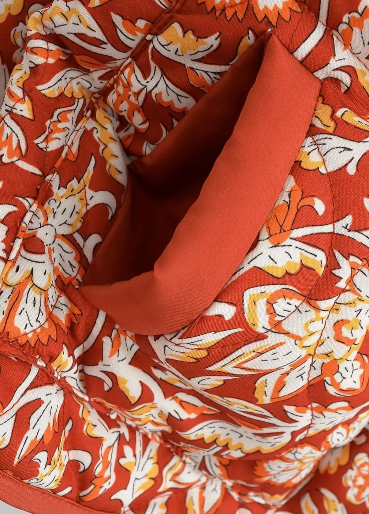 Quilted kimono jacket | Floral Terracotta